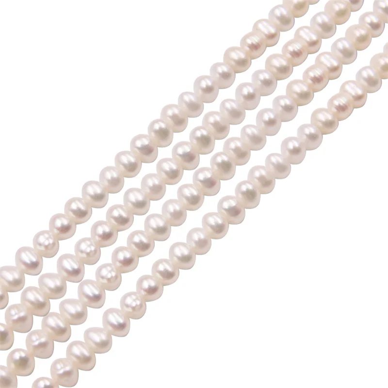 

White Cultured Fresh Water Pearl Beads Natural Irregular Near Round 4-4.5mm For Making Jewelry Bracelet Necklace Earring Design