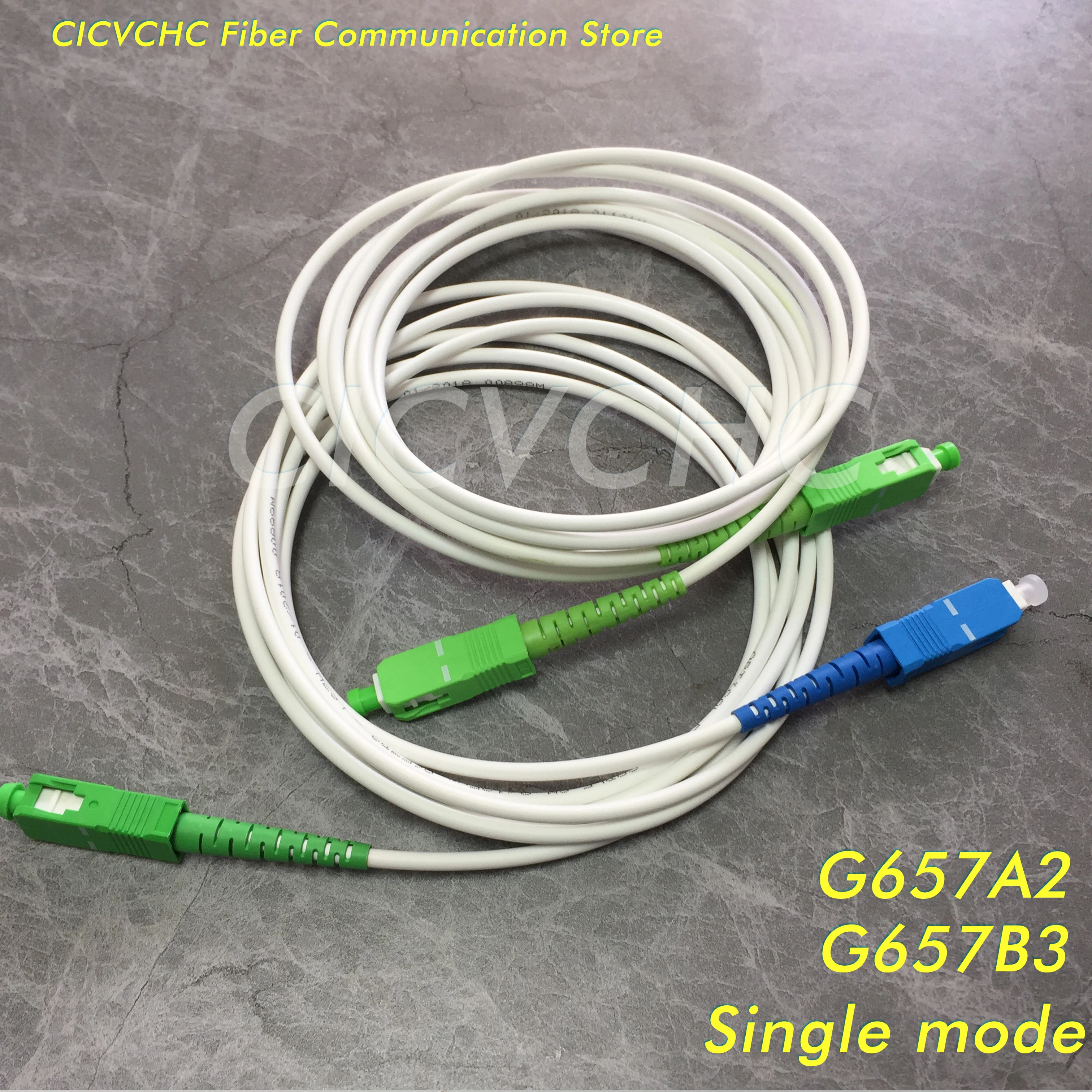 2pcs SC-SC Optical Fiber Patchcord-G657B3-3.0mm LSZH White Cable-1m, 2m or 5m