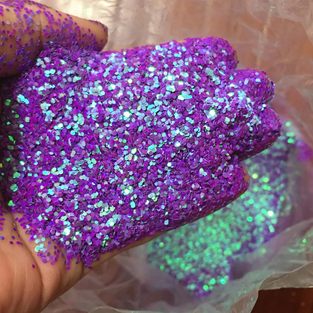 10g/Pack Iridescent Glitter 1mm Bright Tumblers 1/24 Sparkly Unicorn Nail Art Sequins Hexagon Color Shifting Flakes Powder Craft