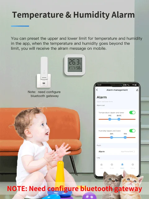 Tuya Temperature Humidity Sensor Mini LCD Digital Display Compatible with Bluetooth APP Remote Control Thermometer Hygrometer 5