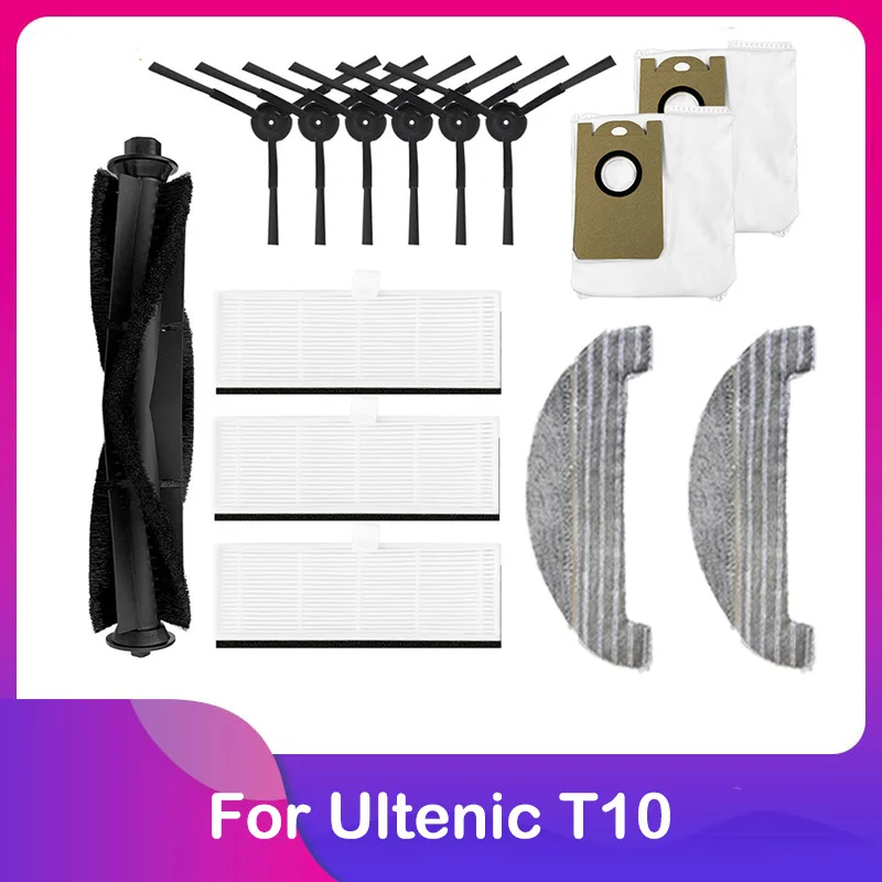 Chiffons Et Sacs Poussière Robot Aspirateur Kit De Rechange Pour Robot Aspirateur Ultenic T20 Pro - 5 Chiffons Microfibre + 6 Sacs à Poussière - Compatible Aussi Avec T10 Lite Sacs Poussière Remplacement