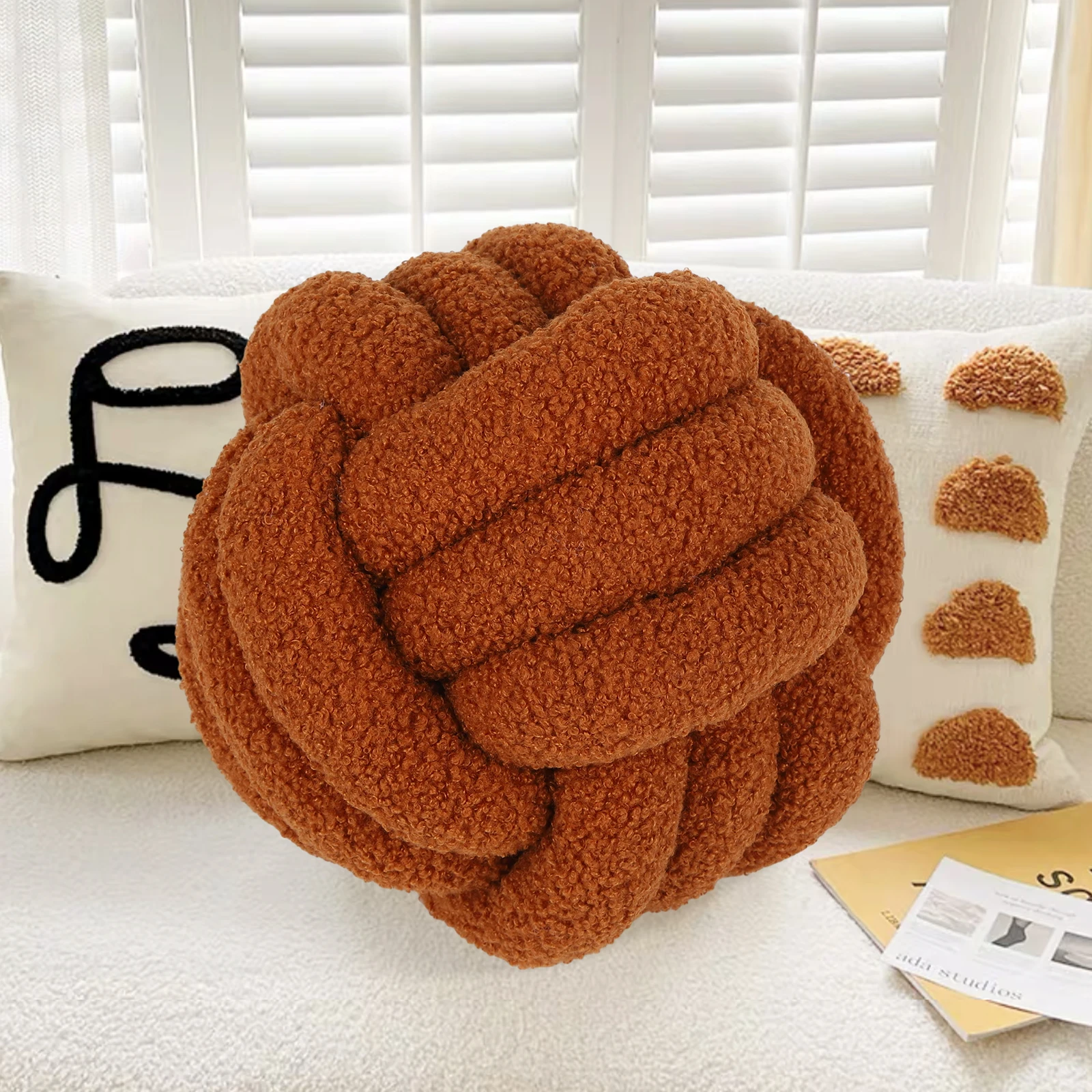 Knot-Ball-Pillow-Round-Plush-Throw-Pillow-Handmade-Soft-Knotted-Ball ...