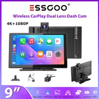 ESSGOO Écran portable CarPlay 9 pouces, véritable caméra frontale 4K et caméra arrière 1080p, autoradio universel pour camions, Android Auto, BT, AUX, FM, USB 1