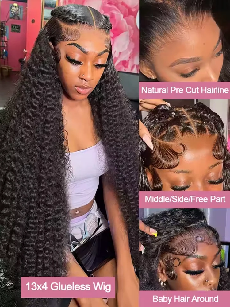 Deep Curly Lace Front Wigs Transparent HD 13x4 Lace Frontal Wigs Deep Wave Human Hair Wigs For Black Women Wet And Wavy 2