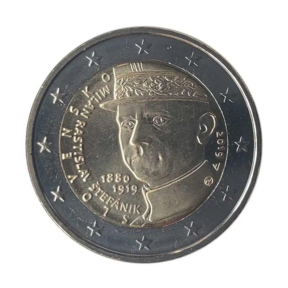 2 Euro Originale Slovacchia Milano Raspislav Sktefalnik Anno 2019 Unc Non Circolato