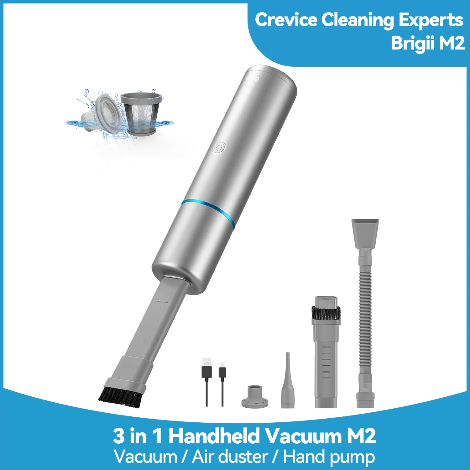 Brigii 3-in-1 Handheld Vacuum Cleaner, Cordless Car Vacuum with Powerful Suction, Hand Vacuum & Air Duster & Hand Pump, Mini Vac ic smd vacuum sucking pen sucker chuck pick up hand with 4 suction headers