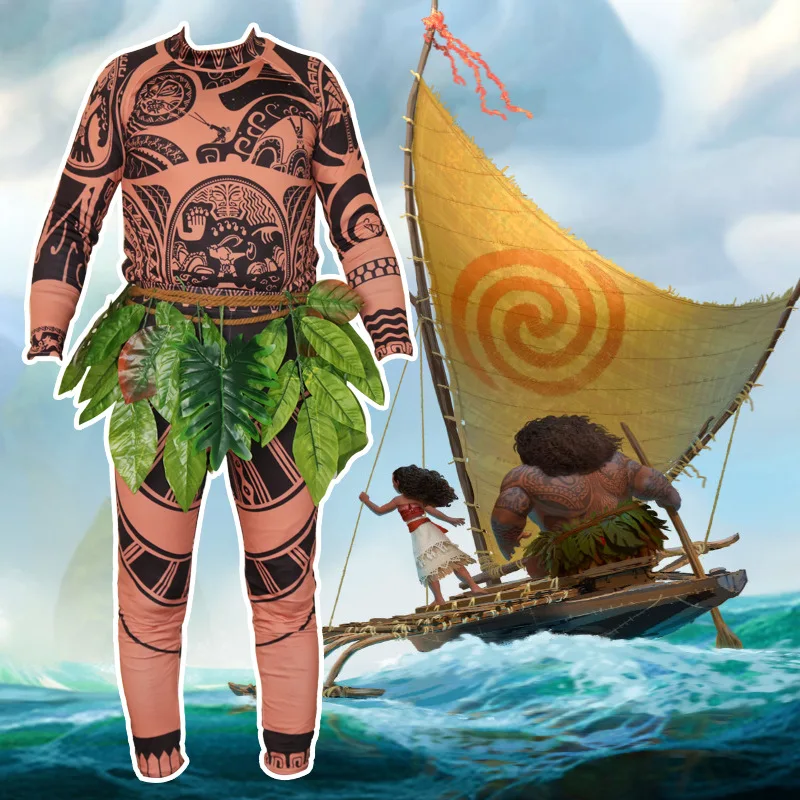 Hot Sale Moana Character Cosplay Tight One-Piece Suits Halloween Maui  Tattoo Printed Costume for Adults and Kids - AliExpress