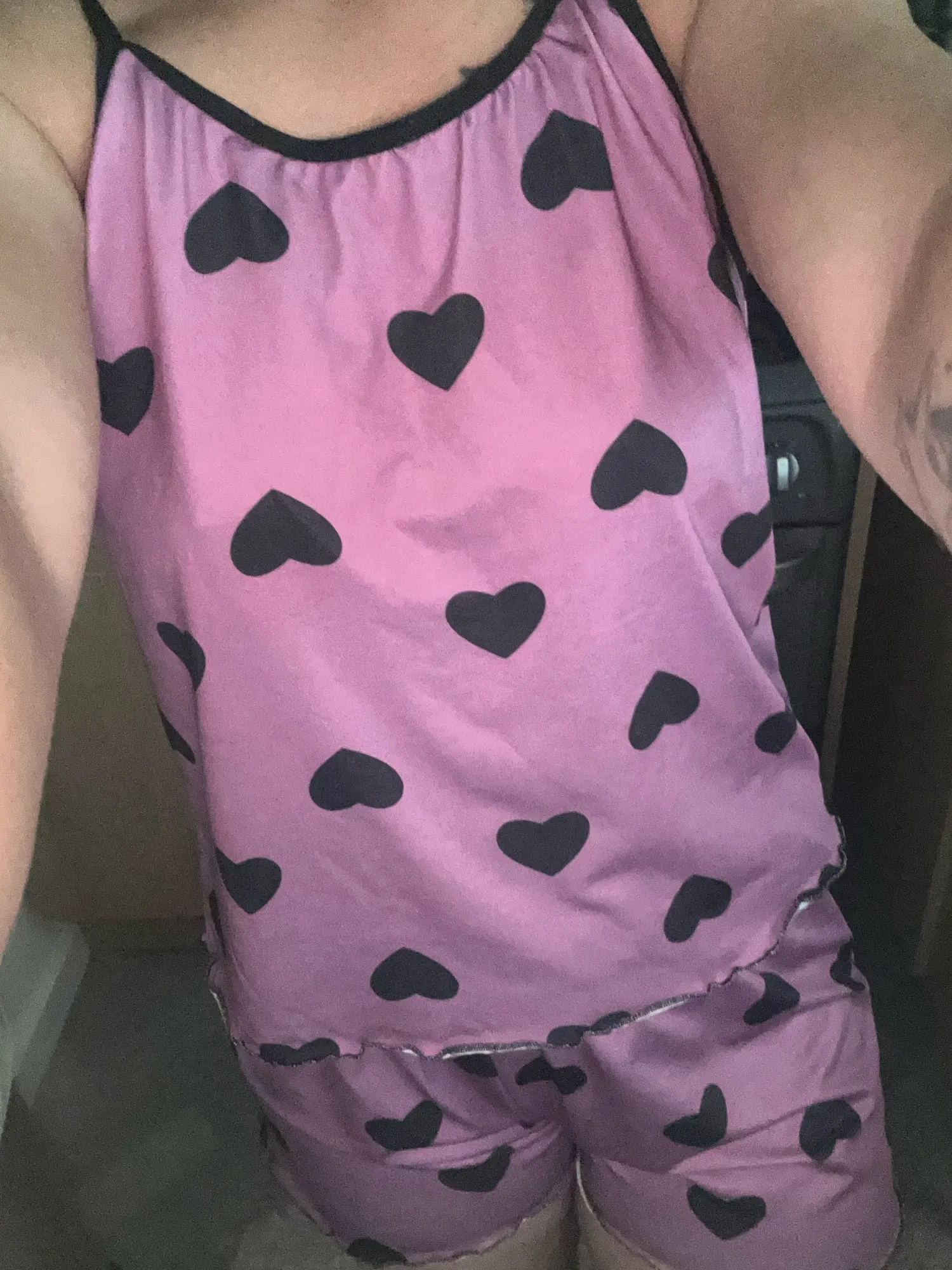 Charming Pink Heart Pajama Set for Effortless Summer Comfort photo review
