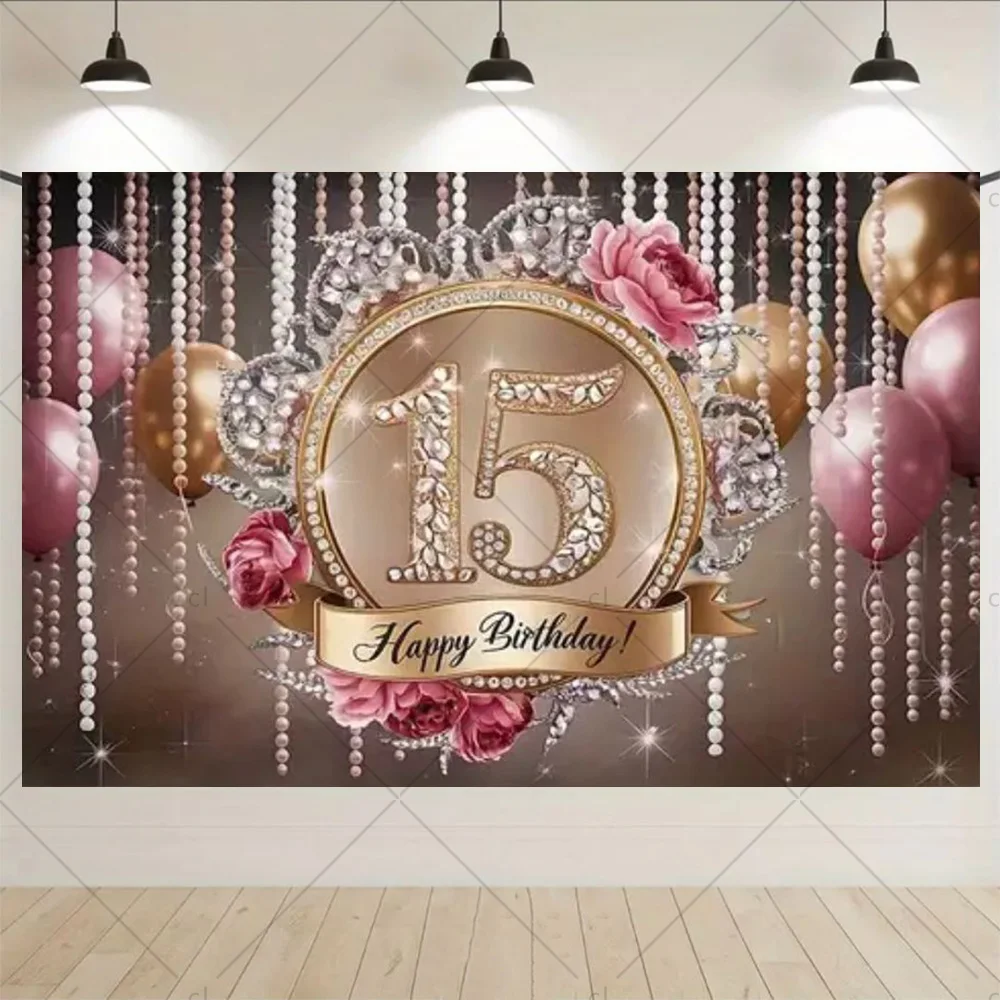 15. alles Gute zum Geburtstag Party Hintergrund Banner blau rosa Ballon Dekoration Jungen und Mädchen Fotografie Studio Hintergrund Requisiten Geschenke – Detail 3
