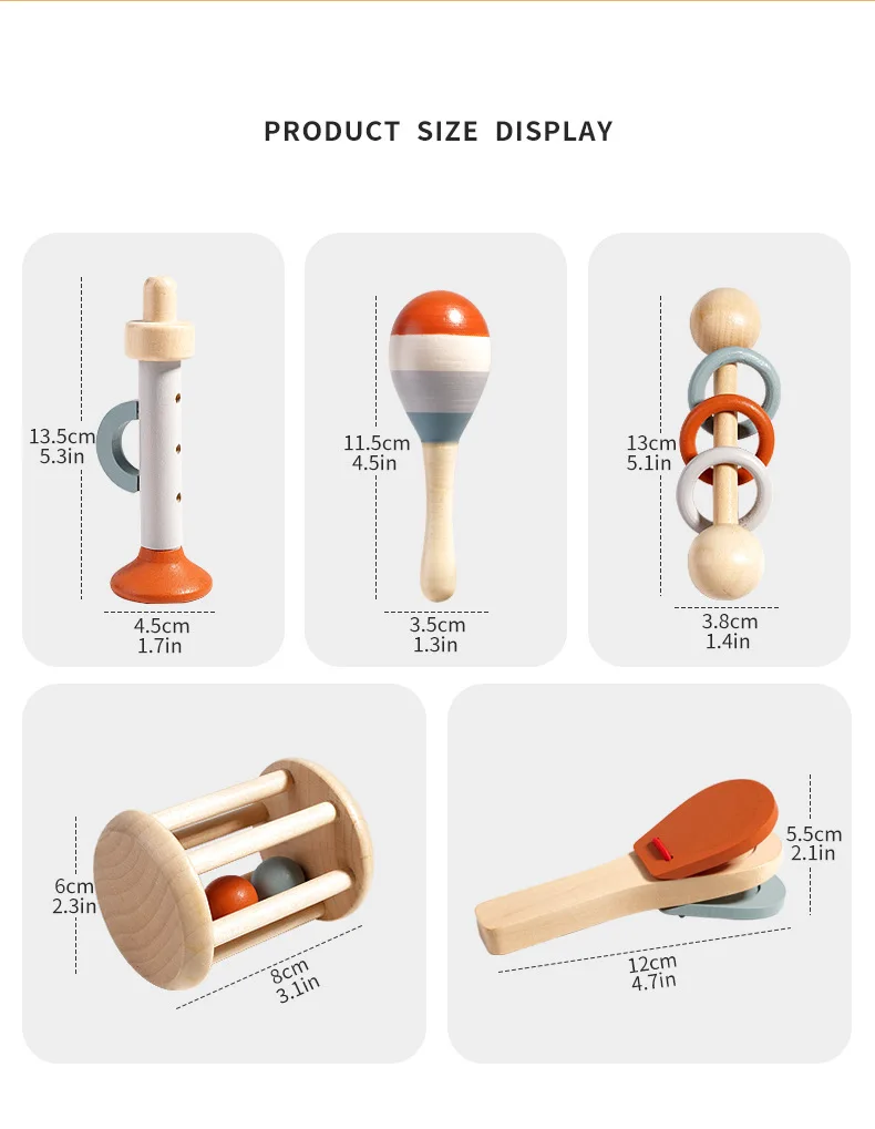 Baby Musical Instruments Montessori Wooden Toys,Percussion Xylophone Set for Toddlers,Preschool Educational Gifts 6
