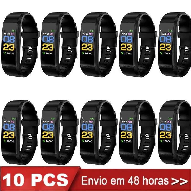 

Wholesale 10Pcs 115 Plus Smart Band Men Sports Bracelet Custom Wallpaper Fitness Pedometer Smarrwatch Wristband for Android IOS