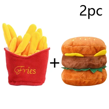 Peluche per animali domestici combinato patatine fritte + hamburger
