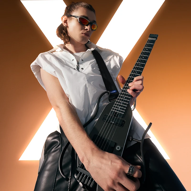 DONNER HUSH-X Pro Headless Silent Electric Guitar-Upgraded Multi-Effects Noise Reduction Portable