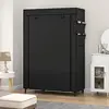 Portable Closet Organizer - 6 Shelves & Hanging Rod - Non-Woven Fabric Cover with 4 Side Pockets - Black - Compact Clothing 5
