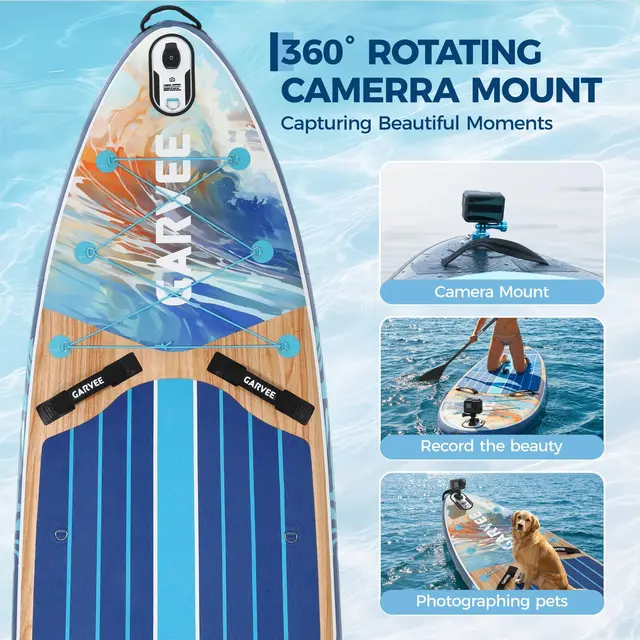 11' Inflatable Stand Up Paddle Board, 500LBS Weight Capacity, Wide Stand Up Paddle Board with Premium SUP Accessories, Non-Slip EVA Deck, for Adults & Youth of All Skill Levels, Dark Wood Grain