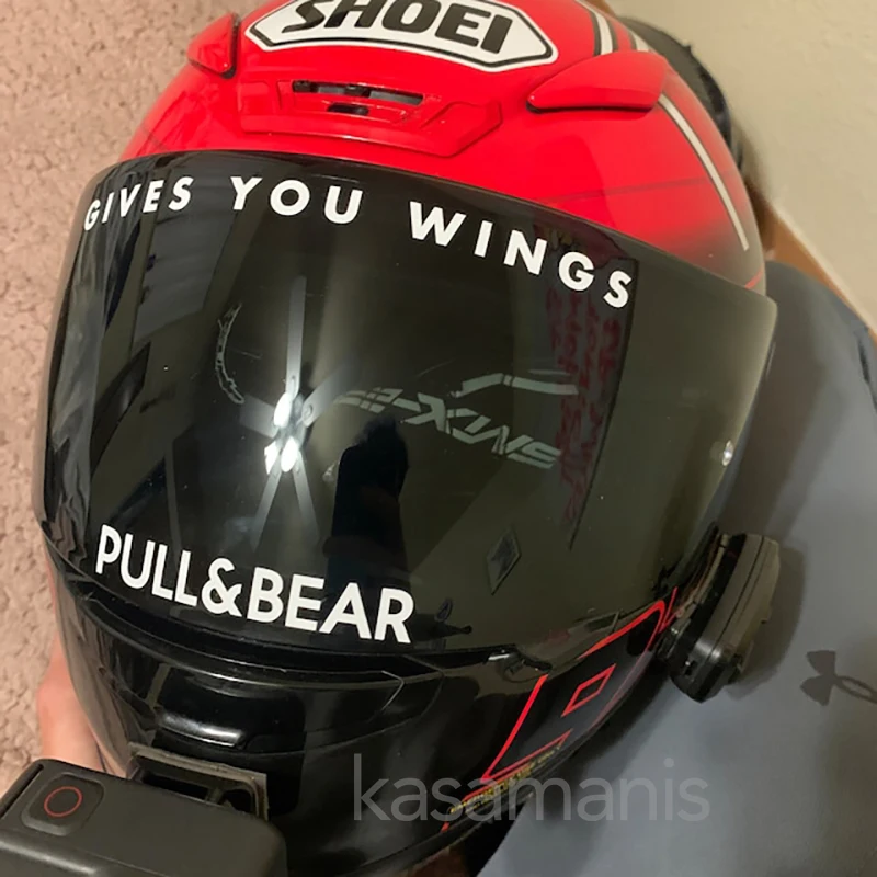 Cool Motorcycle Helmet Visor Decor Gives You Wings PULL BEAR Vinyl