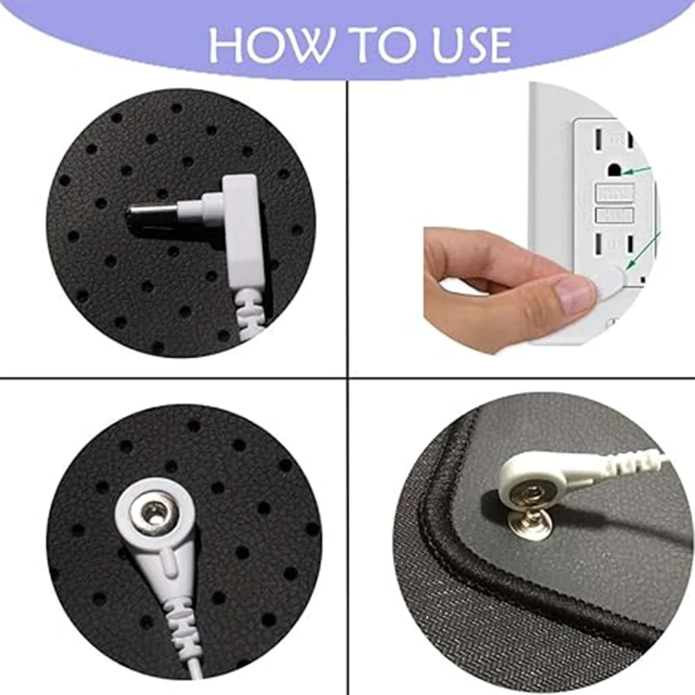 White Wire Grounding Cable Earth Connector Grounding Interface charging cable grounding mat kit 450cm*15FT Suitable for Pillowcases Bedding Foot Mats Plush Pads