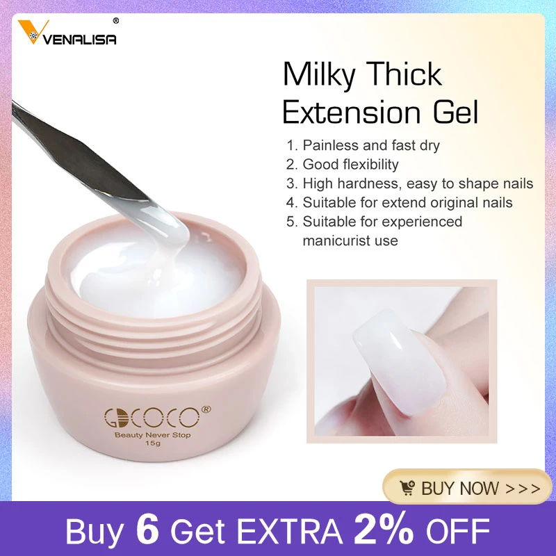 GDCOCO 15ml Jelly Extension Nail Gel Milky White Clear UV Construction