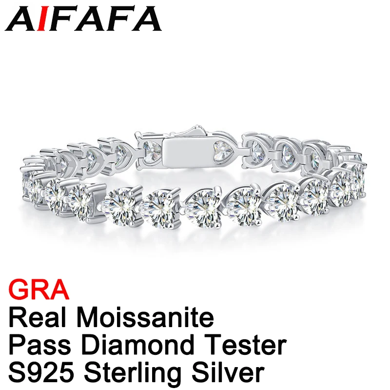 AIFAFA23CaratAllRealMoissaniteTennisChainBraceletsHeart