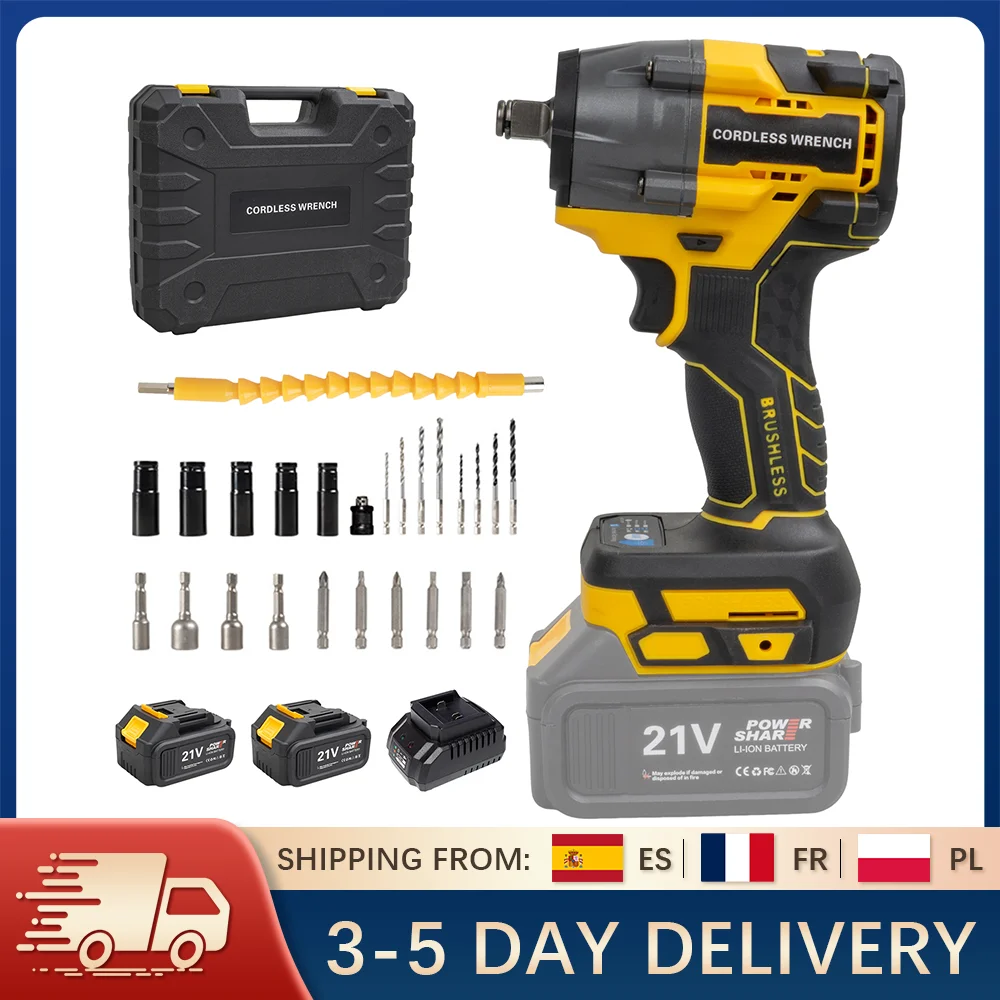 2in1 Brushless Impact Wrench Cordless Driver 21V 480NM Wireless Impact Drill Lithium Battery Electric Screwdriver Power Tools