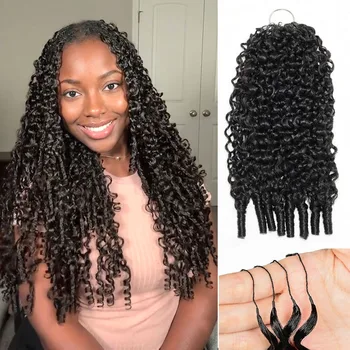 Burmese Curly Miracle Knots Crochet Hair Boho Braids 100% Human Hair Quality Extension For Braiding Feathered Human Crochet Hair 1