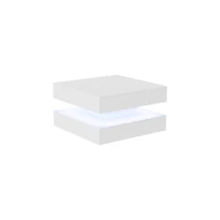 Table basse Superaly avec éclairage LED, table de salon avec 2 tiroirs et espace de rangement dissimulé, table d'appoint, finition brillante, pour salon, bureau, blanc 8