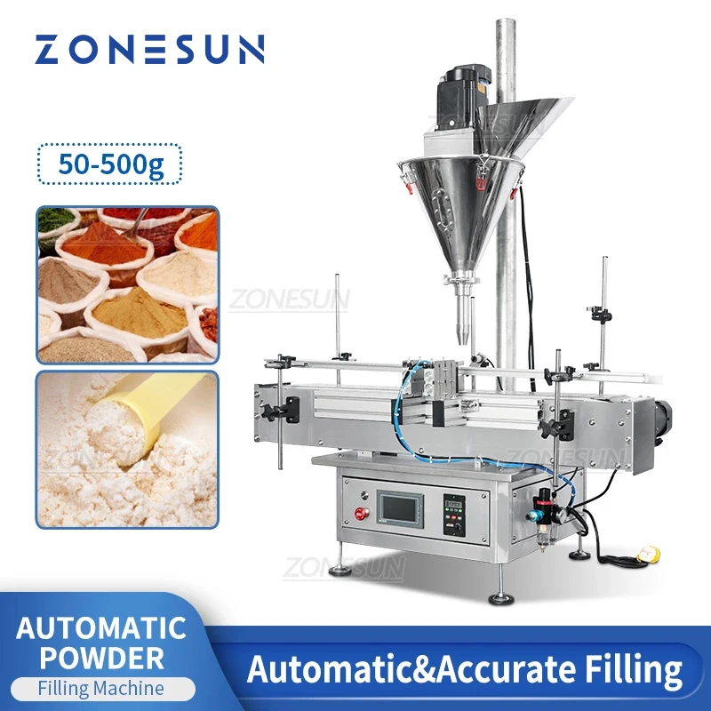 Zonesun Zs-Fm3A 50-500G Automatico Polvere Coclea Dosatrice Macchina Di Rifornimento 6L Tramoggia Farina Di Soia Farina Di Latte Pepe Peperoncino In P
