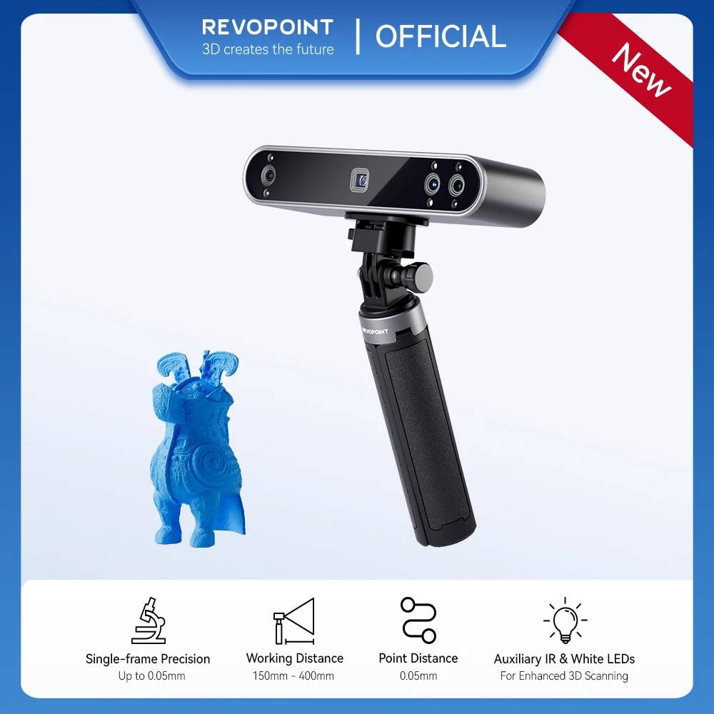 Revopoint 3D 프린터용 3D 스캐너, 휴대용 3D 스캐너 카메라, 컬러 스캔 표준, 0...