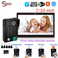 ANJIELO Tuya WiFi 5-in-1 Fingerprint Unlocking Video Intercom System, Suitable For Homes, With 1080P HD Security Protection