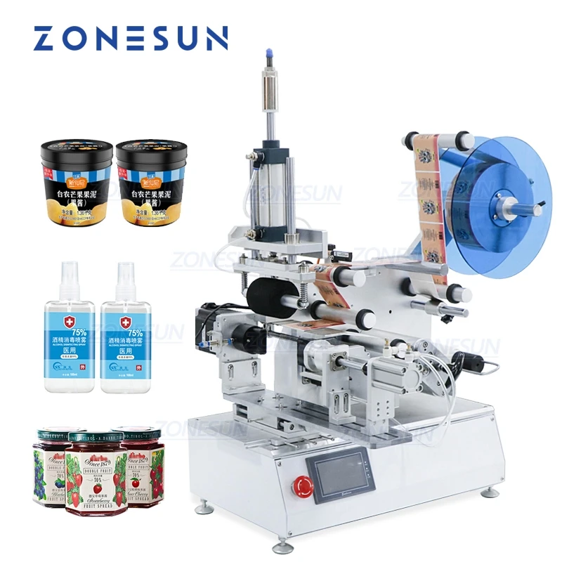 

ZONESUN ZS-TB805 Semi-automatic PET Plastic Cans Lighter Water Milk Juicer Hexagon Bottle Stick Mark Labeling Machine Labeller