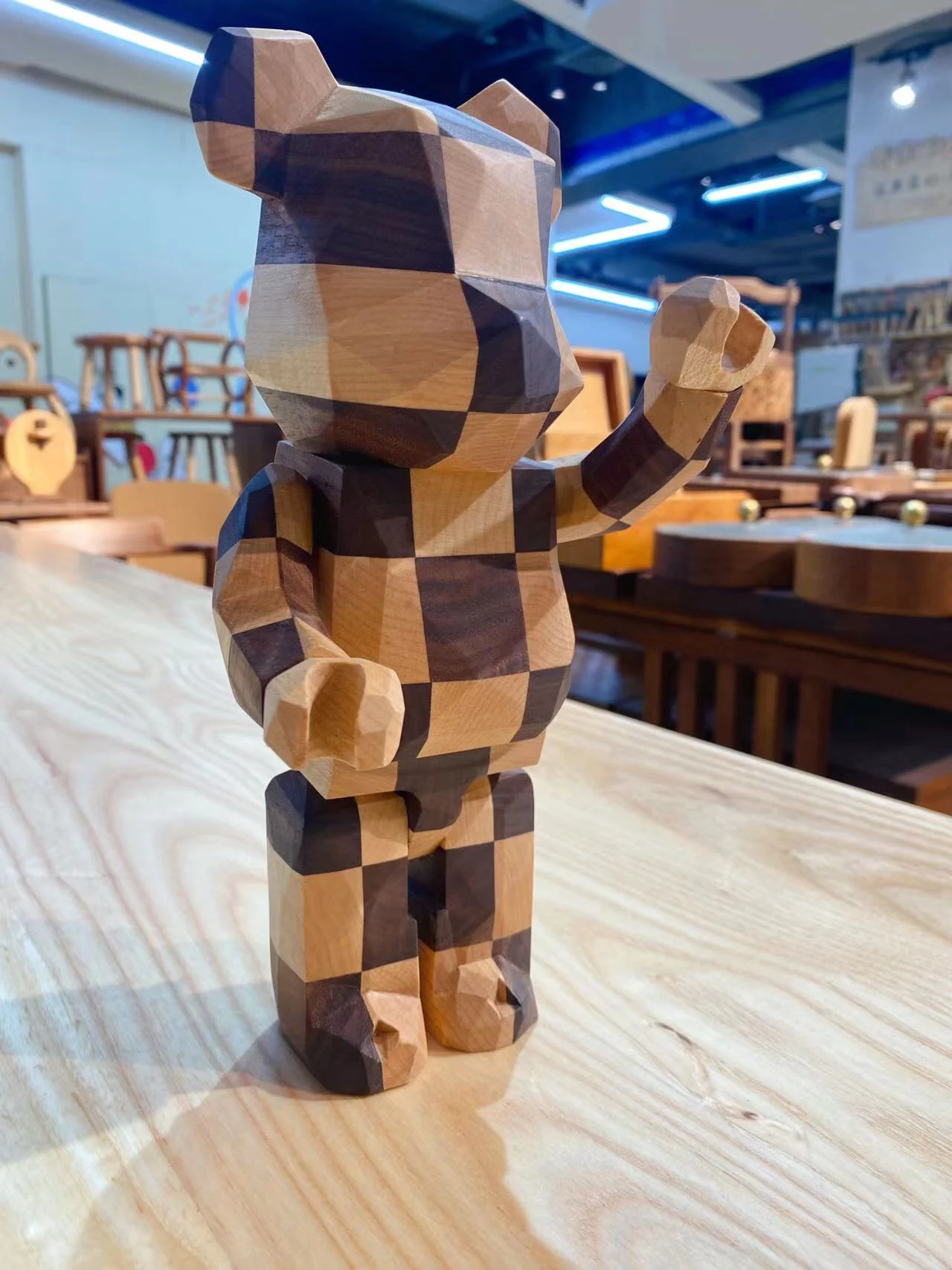 BE@RBRICK カリモク 寄木 CHESS 400％ medicom Bearbrick Karimoku LONGITUDINAL CHESS 400% Wood Vertical