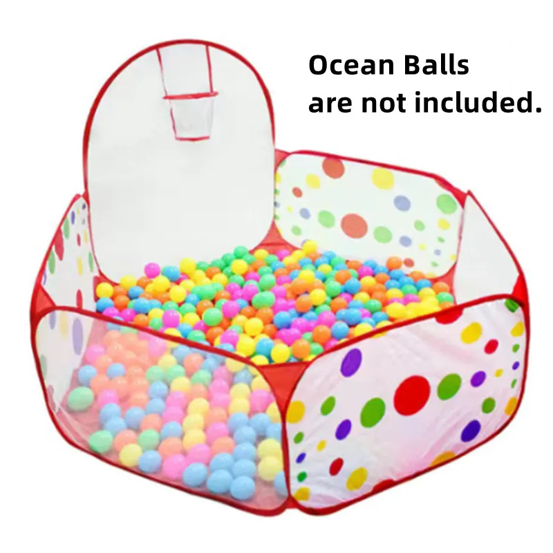 0.9-1.5M Portable Baby Playpen Children Ball Pit with Basketball Hoop Kid Dry Pool Folding Indoor Outdoor Garden Playhouse Toy