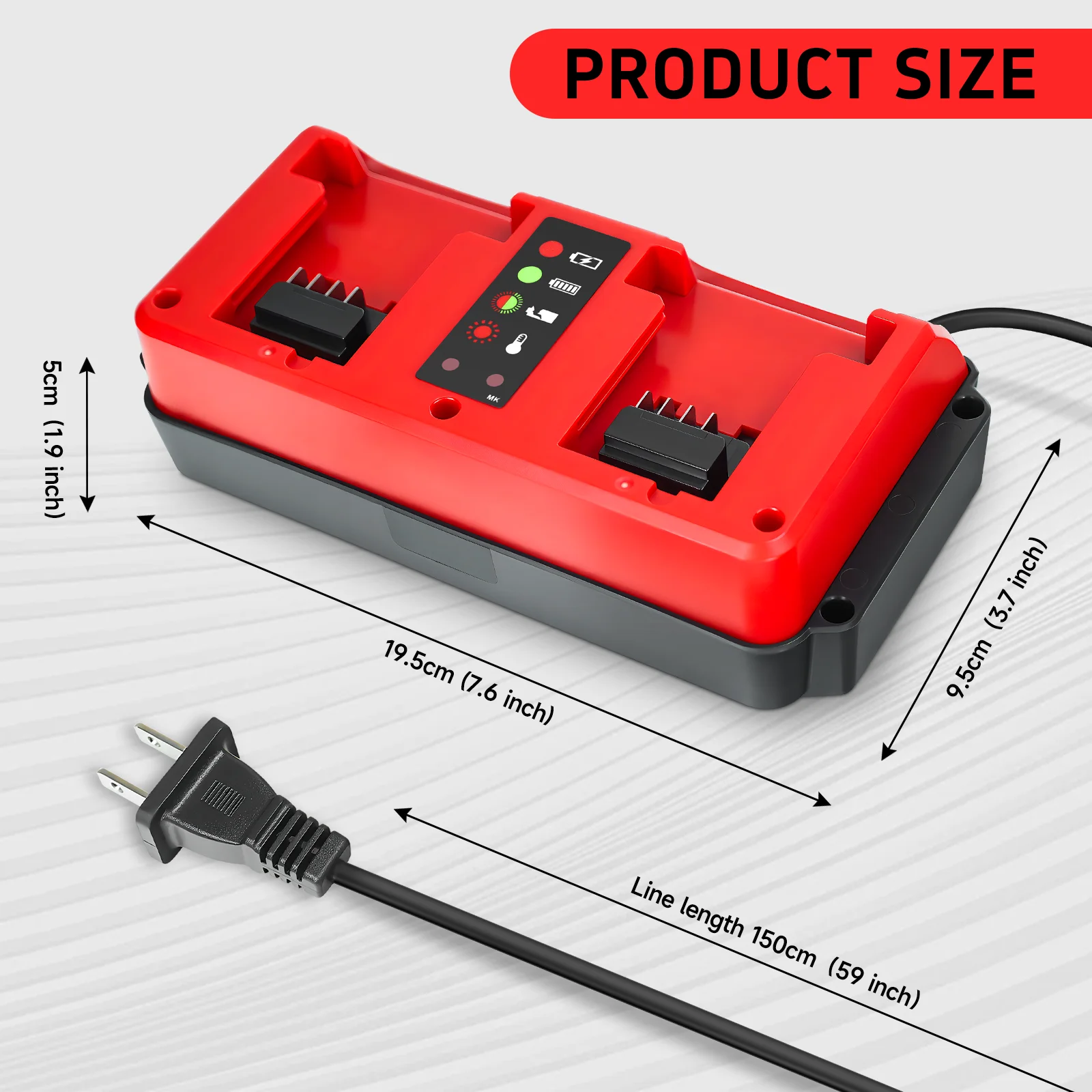 90W Dual Ports Charger for Milwaukee 18V Lithium Battery Charger Rechargeable 48