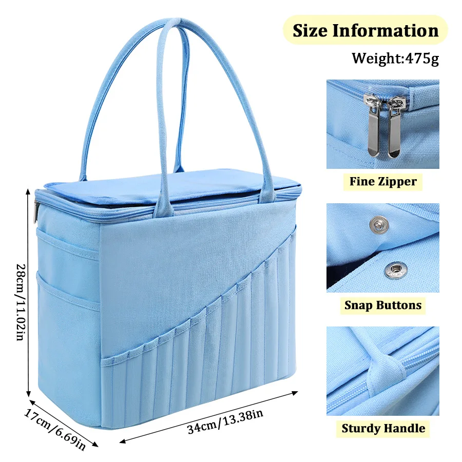Large-capacity Yarn Crochet Hook Storage Bag Portable DIY Sewing Tool Organizer Pouch 1pc