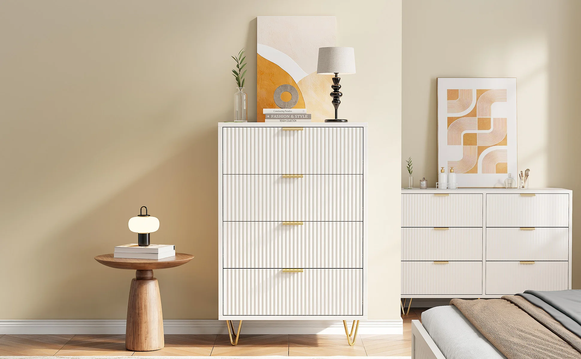Rosahqnda Kommoden mit 2, 4 oder 6 Schubladen, Sideboards, Nachttische, Aufbewahrungsmöbel für Wohnzimmer, Schlafzimmer und Flur – Detail 8