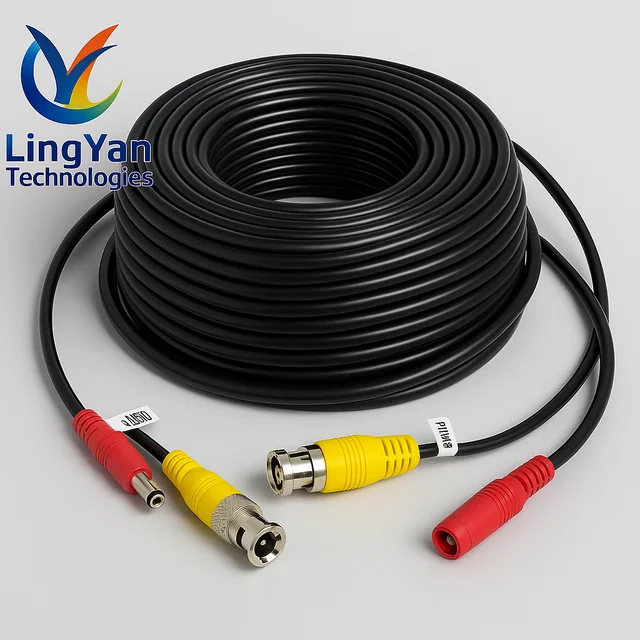 Câble de vidéosurveillance 2 en 1 BNC + DC 5-50M |   Fil d'alimentation vidéo coaxial pour système de caméra de surveillance de sécurité AHD DVR 1