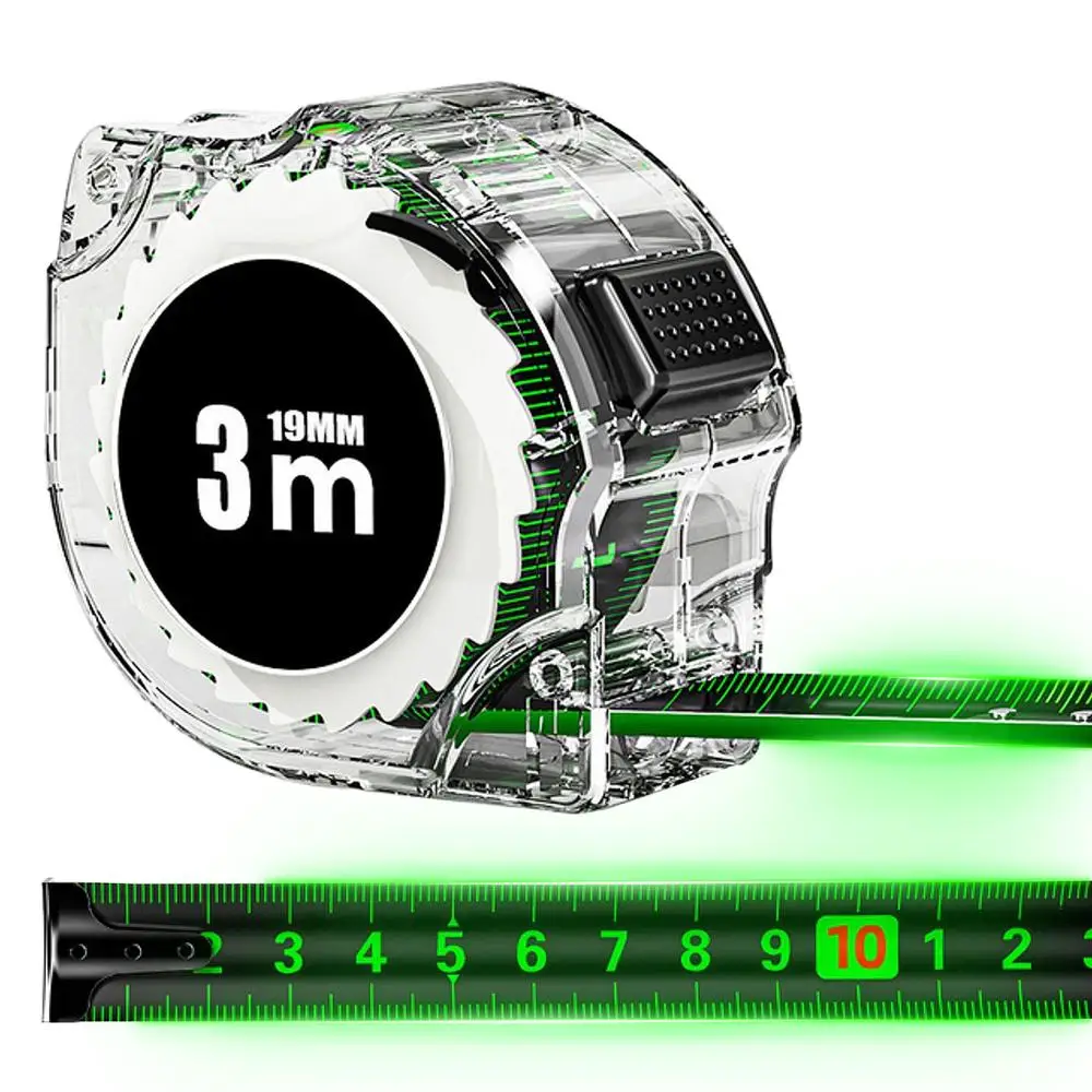 Flexómetro Fluorescente Retráctil, MXFXW, 1 Pza, 19mm, ABS y Acero al Carbono, Negro y Verde.