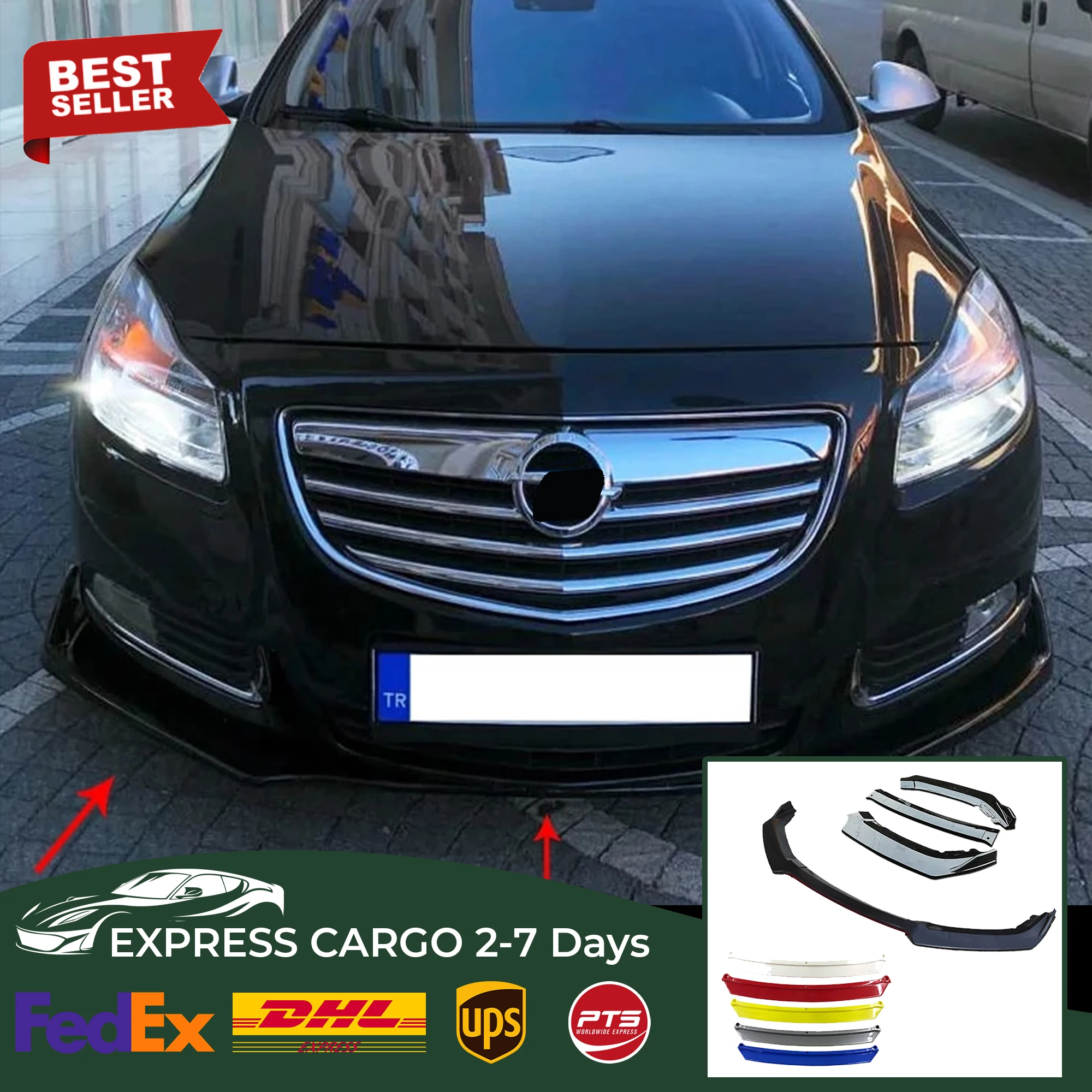 

For Opel Vauxhall Insignia 2009 2010 2011 2012 2013 Accessories Car Front Bumper Lip 3 pcs Black Diffuser Body Kit Spoiler