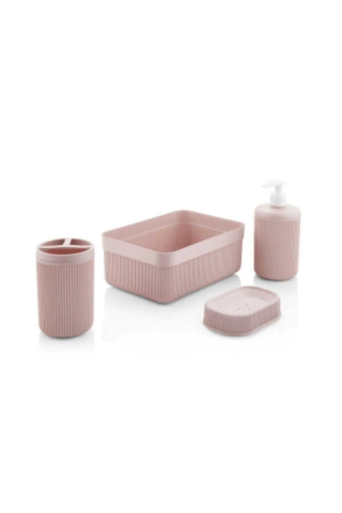 Bathroom Accessory Sets Acrylic 4 Pcs Pink Color Liquid And Solid Soap Dispenser Toothbrush And Organizer For Home Quality