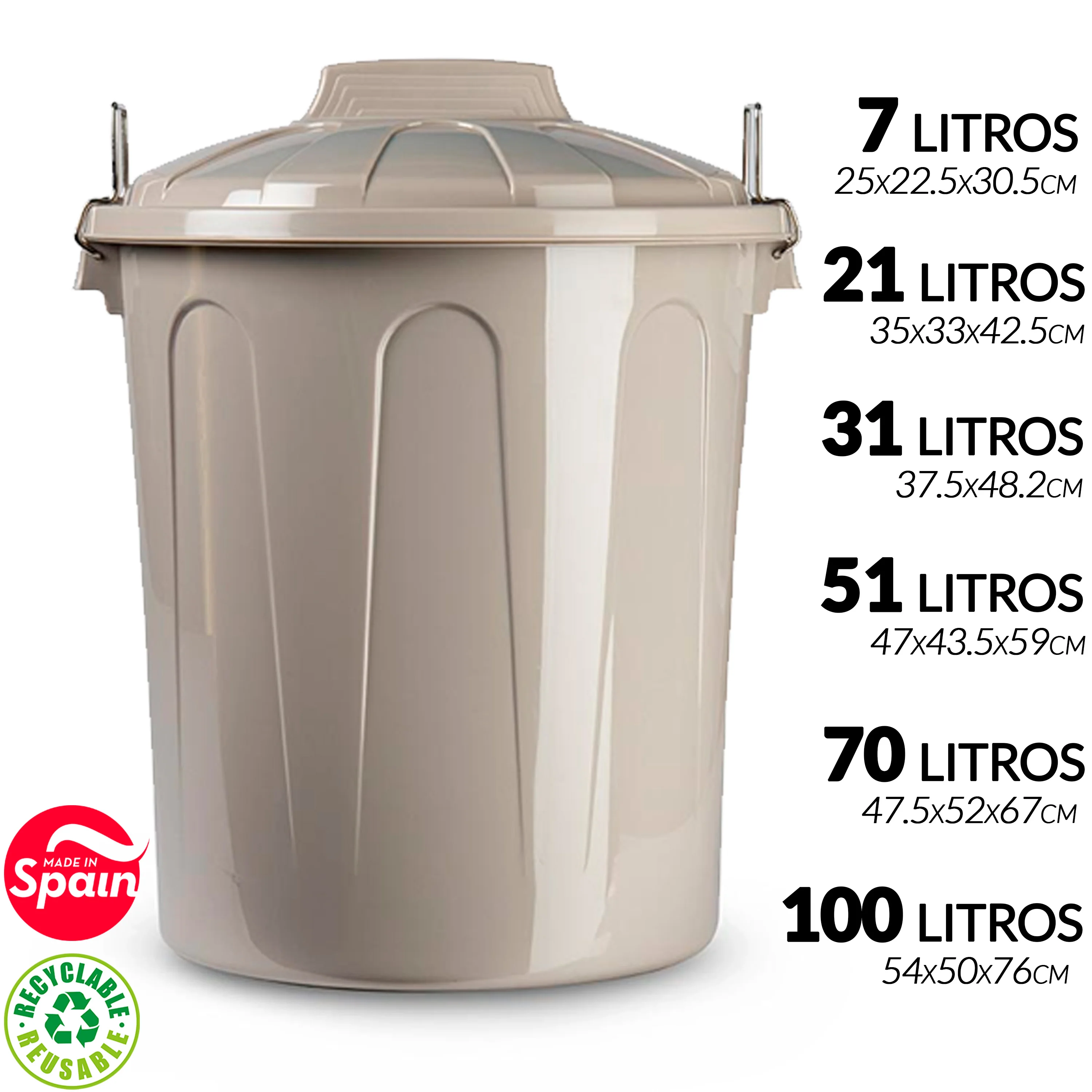 Acero Inoxidable Cubos De Basura 100 Litros Cubo Comunidad Verde