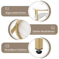 Ensemble de 2 tables basses Superaly, table ronde pour canapé, table d'appoint avec espace de rangement et structure en métal, pour chambre ou balcon, doré 8
