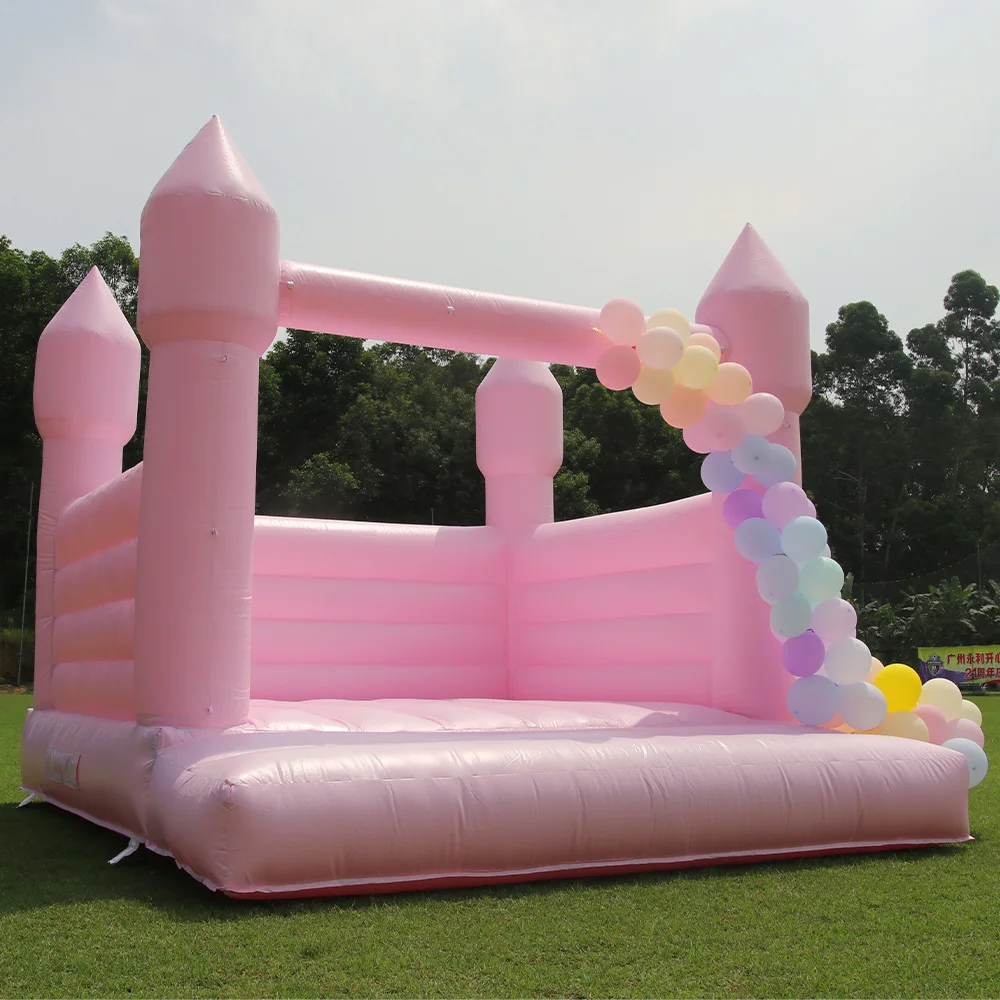 Commercial PVC Bouncy Castle for Kids, Pink Inflatable House, Moon Jumping Bed, Bouncer with Air Blower, Wedding Party, 13ft