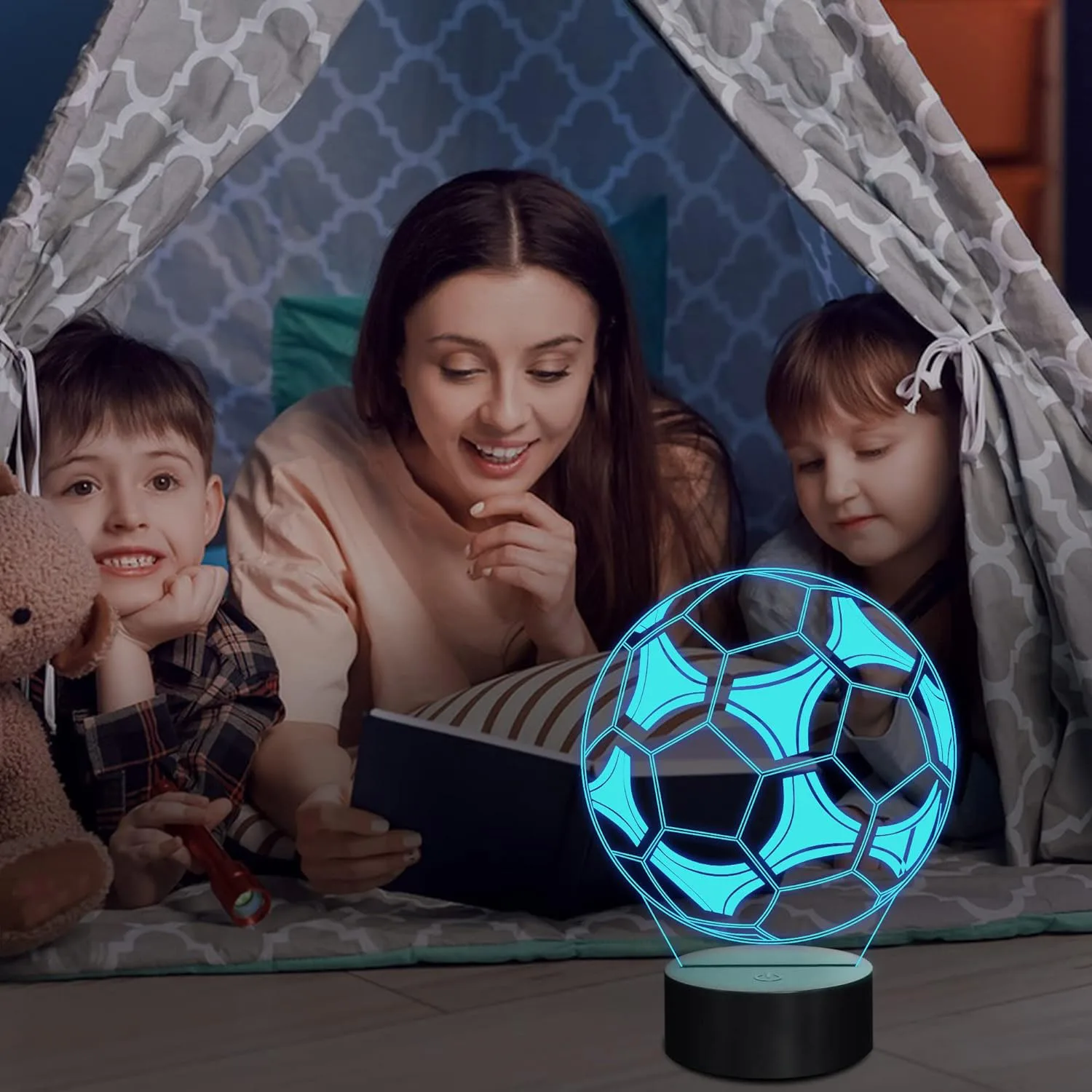 3D Football Illusion Lamp with 16 Color Changing Sport Night Light