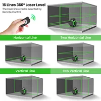 Niveau laser 4D à 16 lignes, ligne verte, auto-nivelant, 360° horizontal et vertical, niveau laser puissant, outils de construction professionnels 6