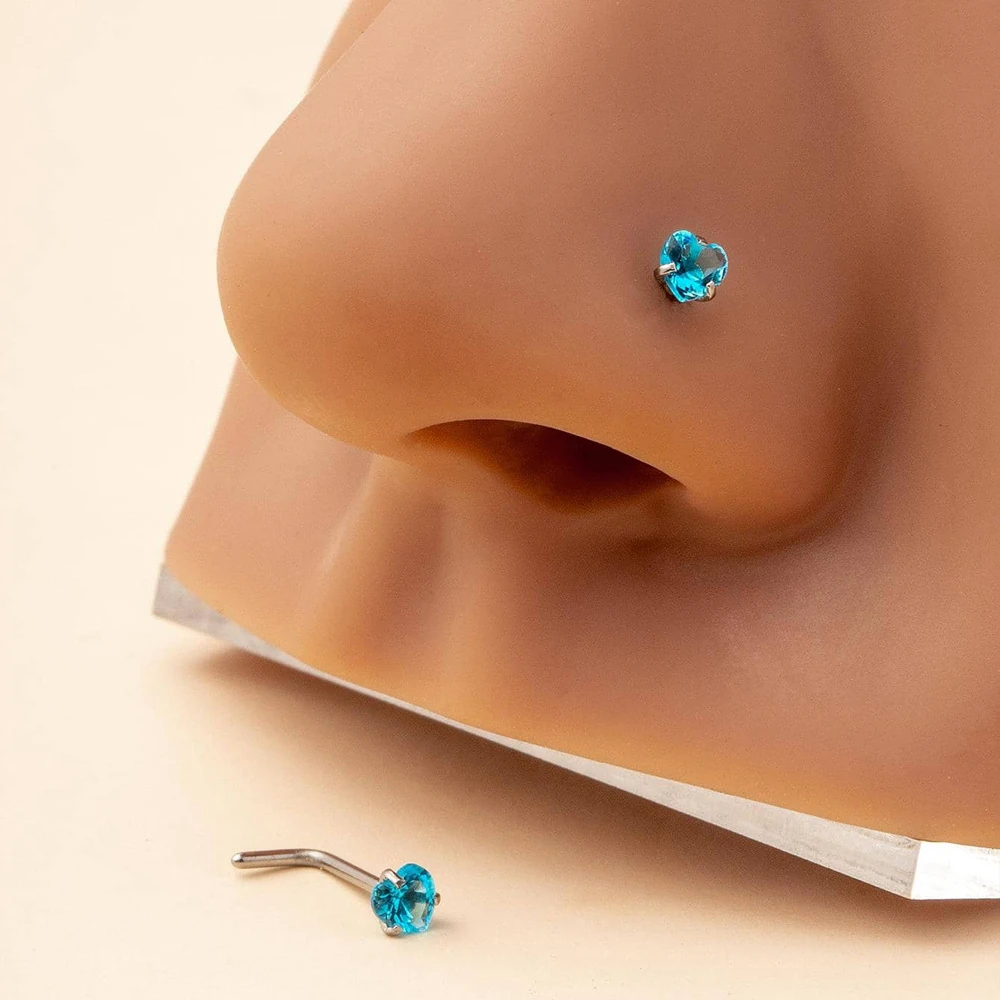 ترصيع أنف على شكل قلب حب ، ديكور زركونيا مكعب ، حل...