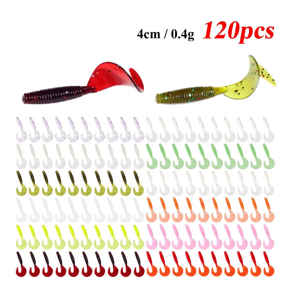 120 Pcs Fishing Soft Lures 40mm Fluorescent Wobblers Carp Grub Lures
