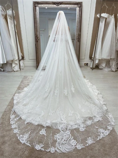 Velo de encaje blanco o marfil de dos capas para mujer, velo de novia  elegante de 3M de largo, para boda - AliExpress