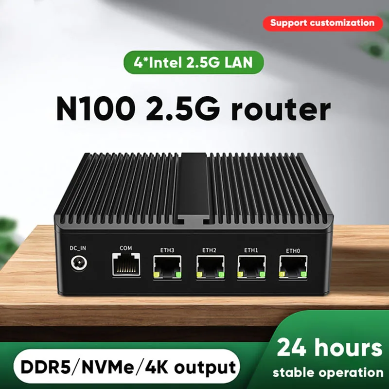 

pfSense Firewall Soft Router N5105 N6000 N100 4x Intel i226 2.5G LAN 2xDDR4 NVMe Fanless Mini PC HDMI2.0 DP AES-NI OPNsense ESXi