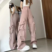 Pantalon cargo Y2K pour femme, mode décontractée, taille haute, grandes poches, style hip-hop, streetwear, cordon de serrage, survêtement ample 2