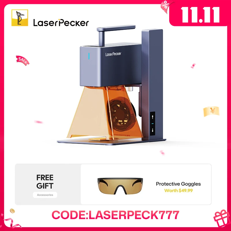 Laserpecker-ポータブルレーザー彫刻機,紙切断,木材,竹,革,着色ガラス